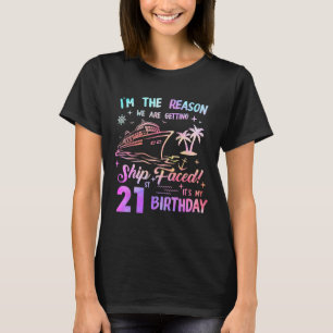 Ship Faced 21st Birthday Cruise 21 Year Cruising S T-Shirt