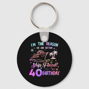 Ship Faced 40th Birthday Cruise 40 Year Old Cruisi Key Ring