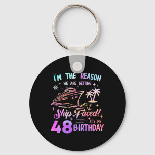 Ship Faced 48th Birthday Cruise 48 Year Cruising S Key Ring