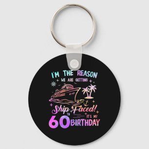 Ship Faced 60th Birthday Cruise 60 Year Old Cruisi Key Ring