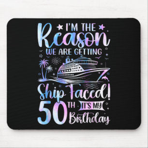 Ship Faced Birthday 50th Birthday Cruise Ship 2025 Mouse Mat