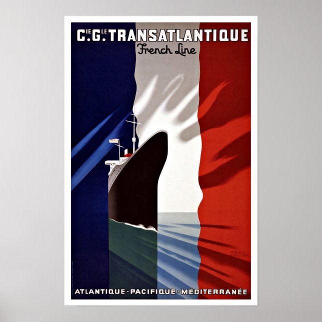 Ship French Line Vintage Travel Poster (Front)
