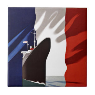 Ship French Line Vintage Travel Tile