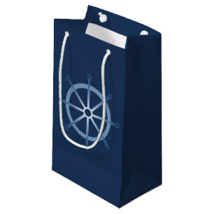 Ship Helm Sailing Boating Navy SBG Small Gift Bag