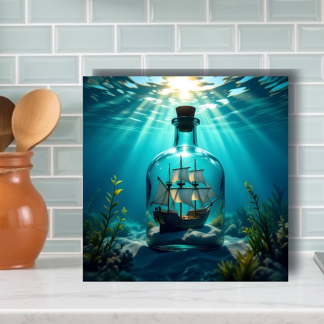 Ship in a Bottle Floating on the Ocean  Tile (Creator Uploaded)