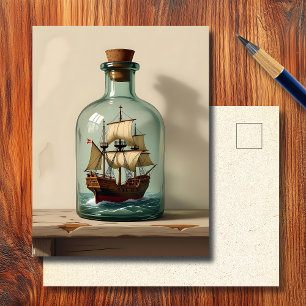 Ship in a Bottle Keeping in Touch Postcard