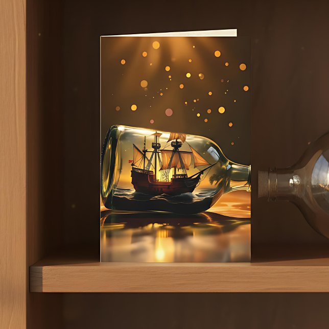 Ship in a Bottle Maritime Birthday for Him Card (Creator Uploaded)