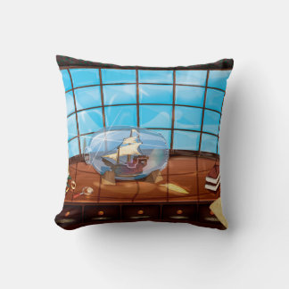 Ship in a Bottle on the sea Cushion