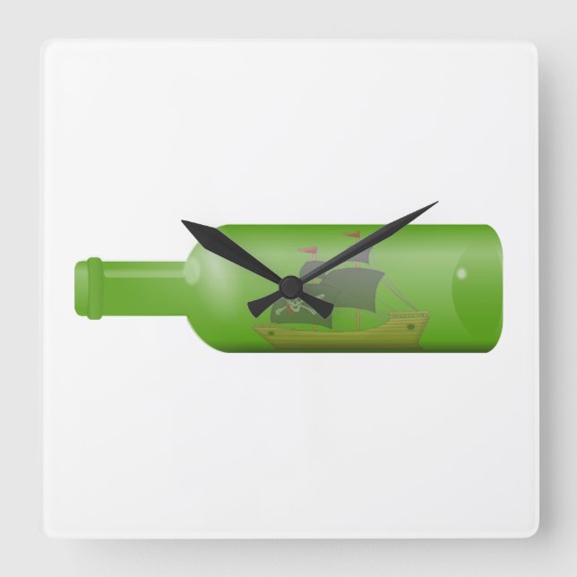 Ship in a bottle square wall clock (Front)