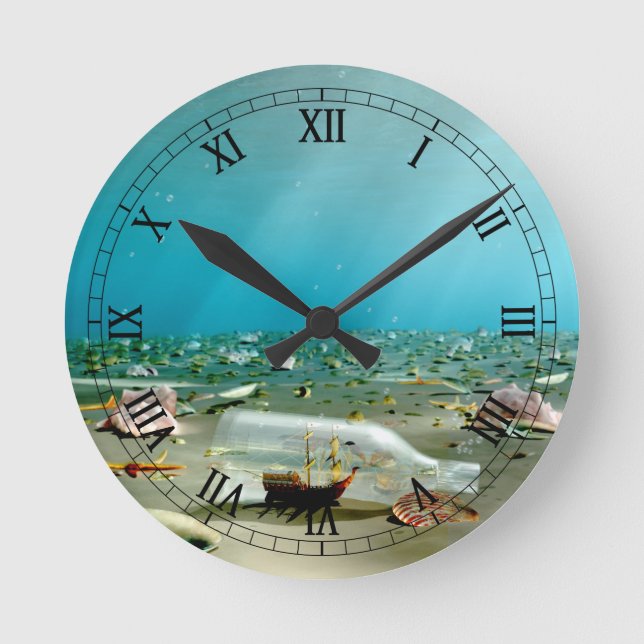 Ship-in-a-Bottle Wreck Clock (Front)
