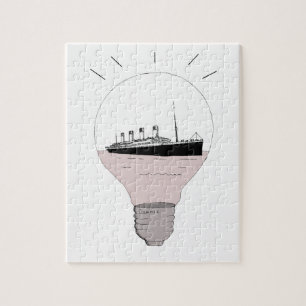 Ship in a light bulb jigsaw puzzle