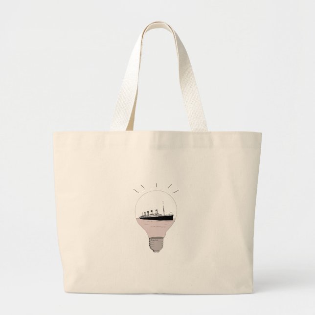 Ship in a light bulb large tote bag (Front)