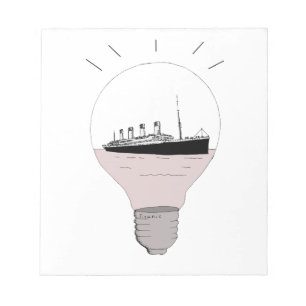 Ship in a light bulb notepad