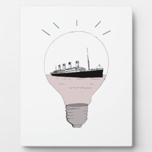 Ship in a light bulb plaque