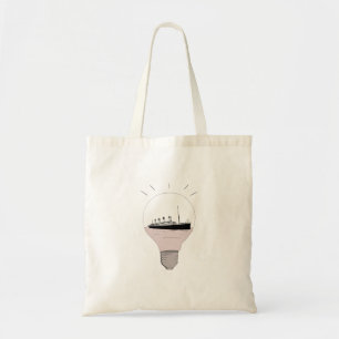 Ship in a light bulb tote bag