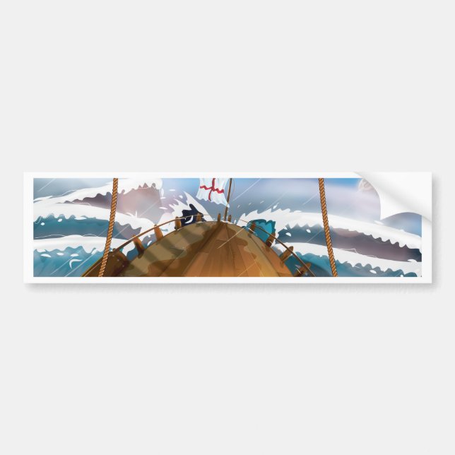 Ship in a Stormy Atlantic Ocean Bumper Sticker (Front)