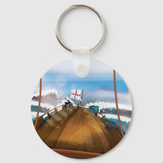 Ship in a Stormy Atlantic Ocean Key Ring