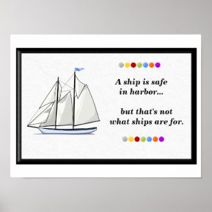 Ship in harbour poster
