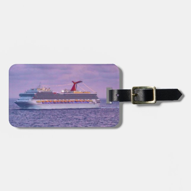 Ship in Purple Personalised Luggage Tag (Front Horizontal)
