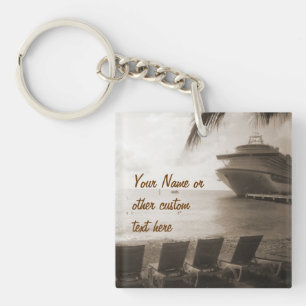 Ship in Sepia Custom Key Chain