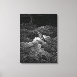 Ship in stormy sea canvas print