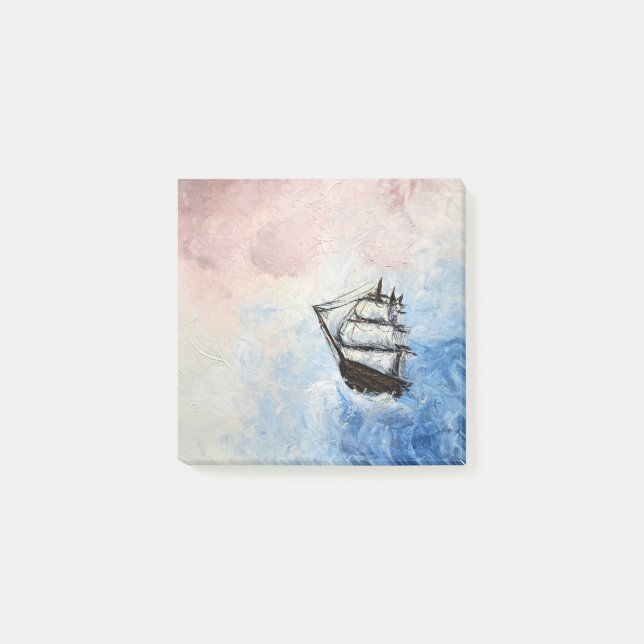Ship in the Clouds Mystery Borders Sea Ocean Waves Post-it Notes (Front)