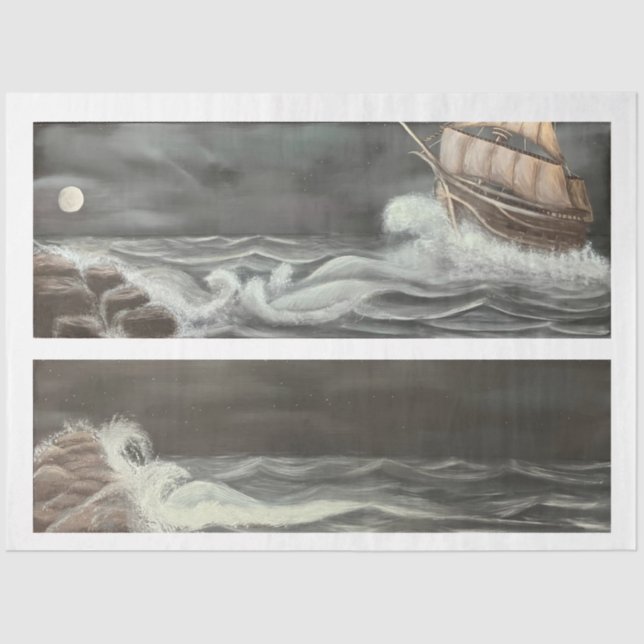 Ship In The Night Decoupage Tissue Paper (Front)
