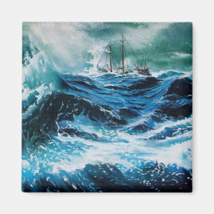 Ship In the Sea in Storm Magnet