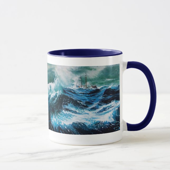 Ship In the Sea in Storm Mug (Right)