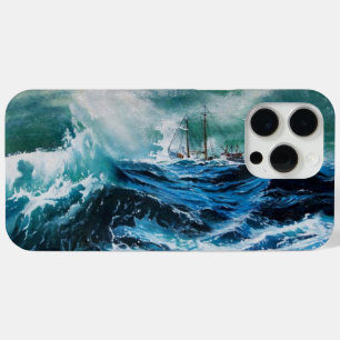 Ship In the Sea in Storm / Navy Blue iPhone 15 Pro Max Case