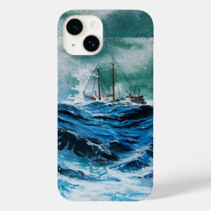 Ship In the Sea in Storm / Navy Blue Case-Mate iPhone 14 Case