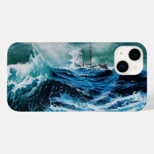 Ship In the Sea in Storm / Navy Blue Case-Mate iPhone 14 Case
