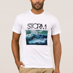 Ship In the Sea in Storm Navy Blue T-Shirt