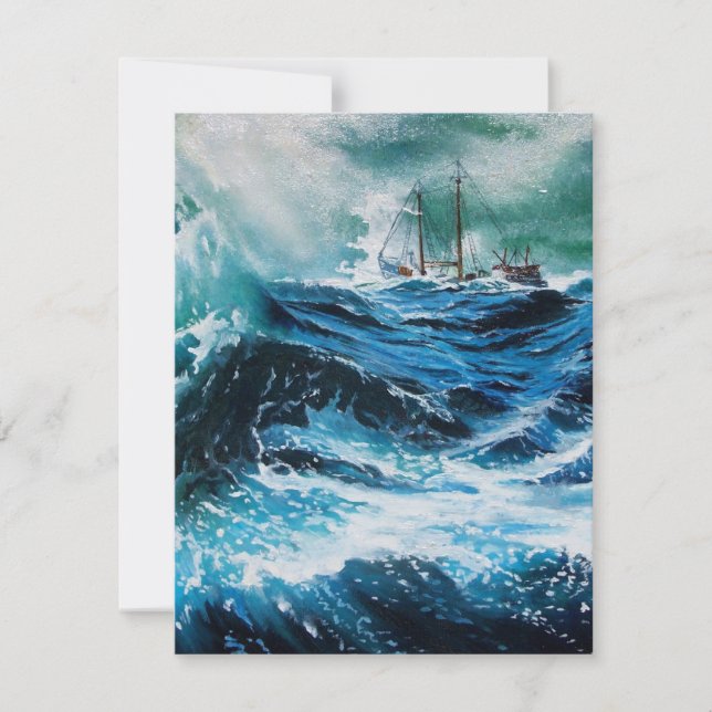 Ship In the Sea in Storm ,Parchment (Front)