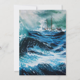 Ship In the Sea in Storm ,Parchment