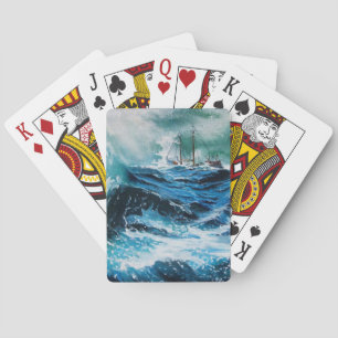 Ship In the Sea in Storm Playing Cards