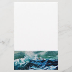 Ship In the Sea in Storm Stationery