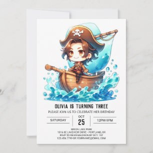 Ship Little Pirate Birthday Invitation