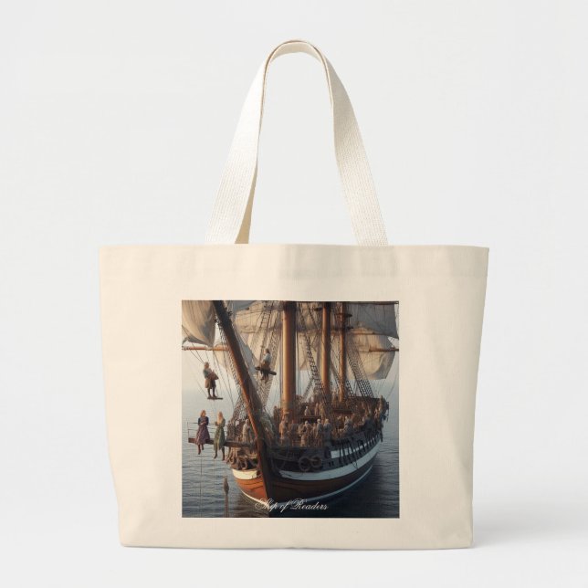 Ship of Readers Large Tote Bag (Front)