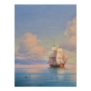 Ship off the coast - Ivan Aivazovsky Poster