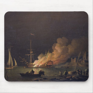 Ship on Fire at Night, c.1756 (oil on canvas) Mouse Mat