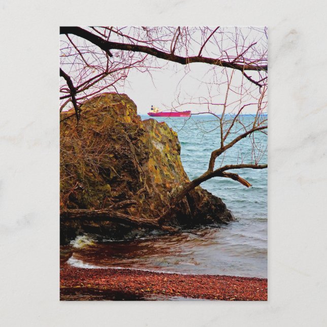 Ship on Lake Superior Postcard (Front)