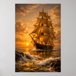 Ship on sea wall art