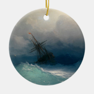 Ship on Stormy Seas Ceramic Tree Decoration