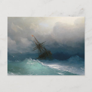 Ship on Stormy Seas Ivan Aivazovsky seascape storm Postcard