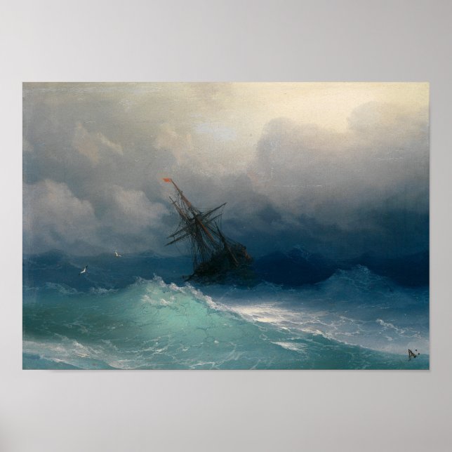 Ship on Stormy Seas Poster (Front)