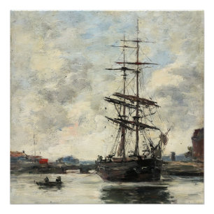 Ship on the Touques Eugene Boudin(French, 1824-189 Poster