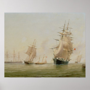 Ship Painting (oil on canvas) Poster