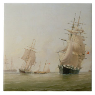 Ship Painting (oil on canvas) Tile