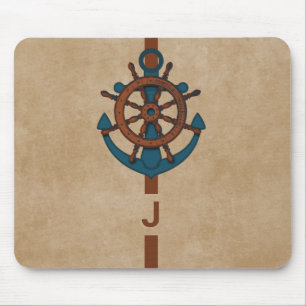 Ship Rudder And Anchor Mouse Mat